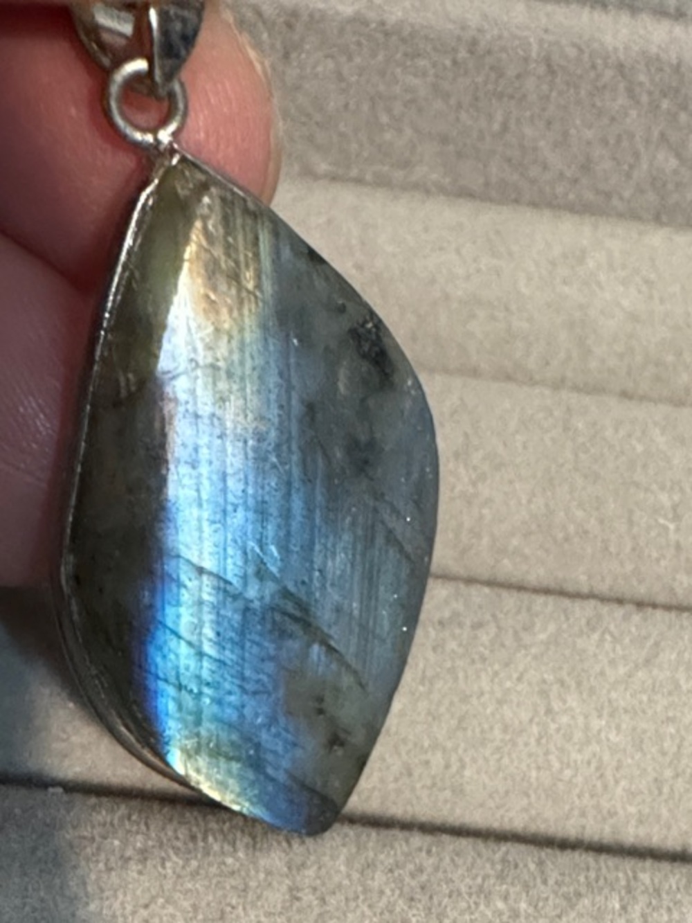 Labradorite Leaf shape Pendant Blue-Green Sheen